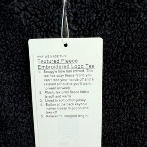 Lululemon Textured Fleece Embroidered Logo Tee, Soft Cozy Athleisure Tee, Size 6 - Picture 4 of 7